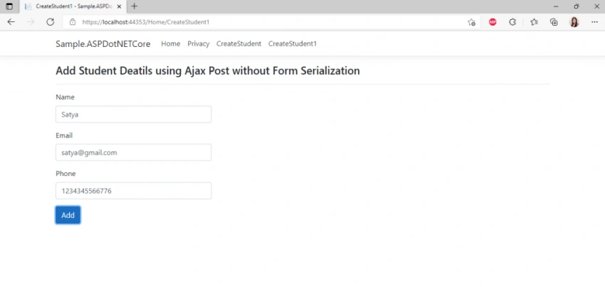 How to Post Data in ASP.NET Using Ajax Without JSON Form Serializer