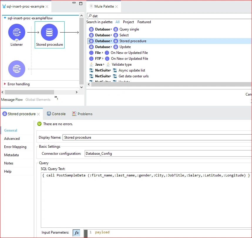 How to Post Data using Stored Procedure with MuleSoft