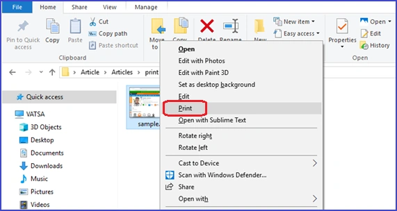 click on print