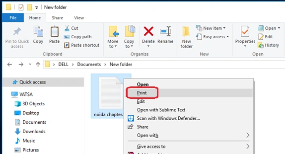 click on print