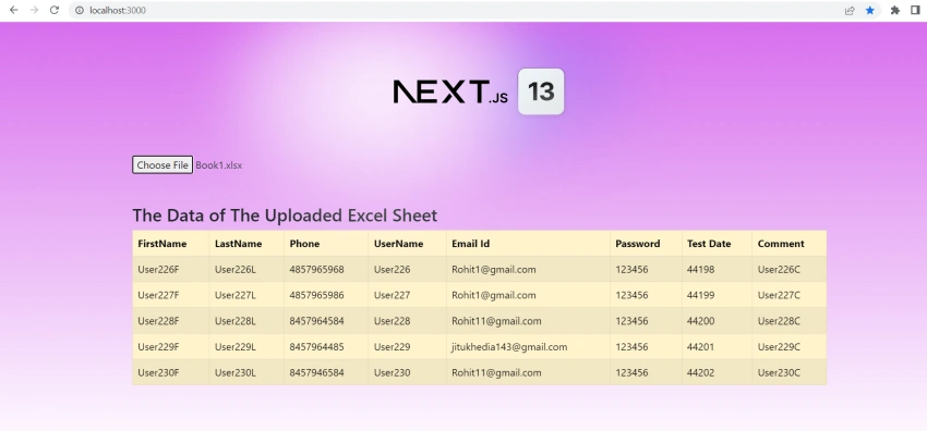 How to read Excell file in Next Js application