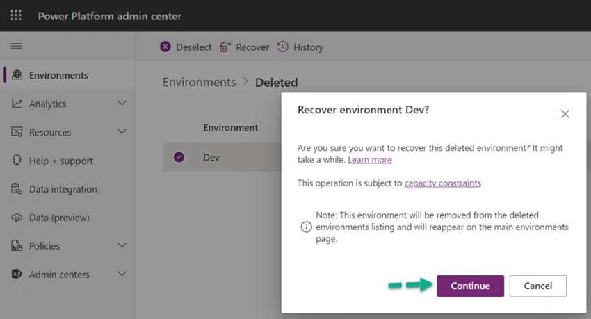 How To Recover A Deleted Environment In Dynamics 365 CRM Online?