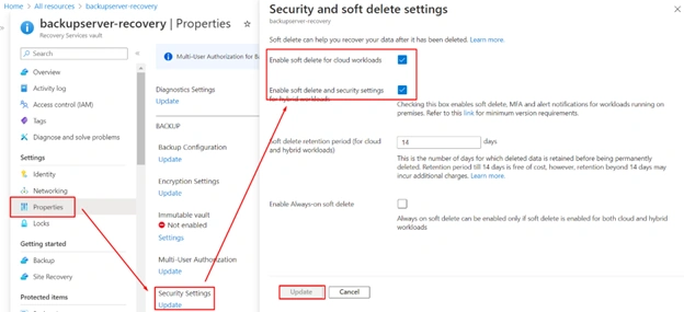 Security and soft delete settings