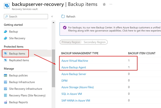 Backup items