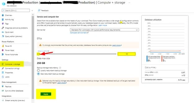 How to Resize the Azure SQL Database