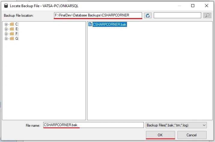 RestoreSameDatabaseByVatsa