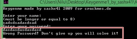 Wrong password