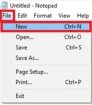 Open the new notepad that shortcut keys Ctrl+N