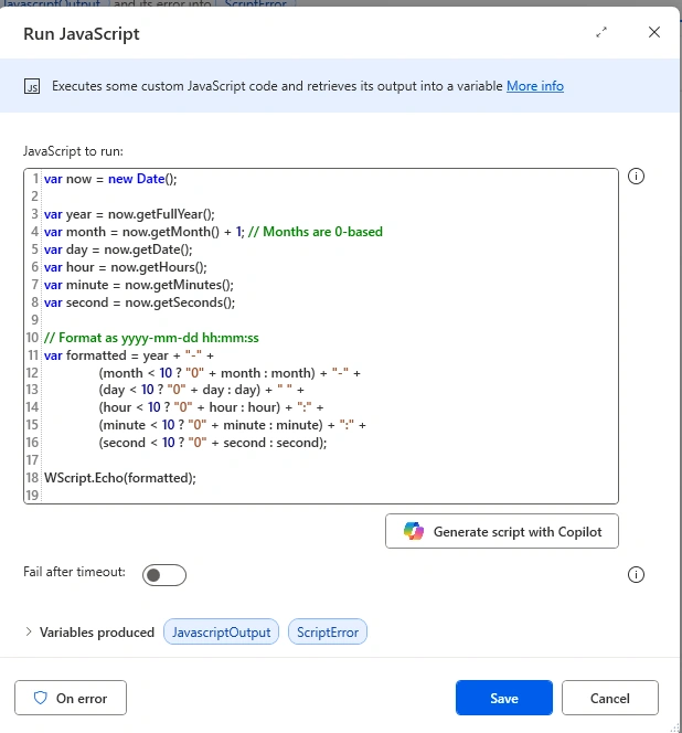 Run JavaScript