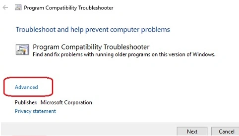 Click on advanced-