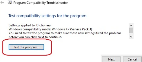 Test the program-