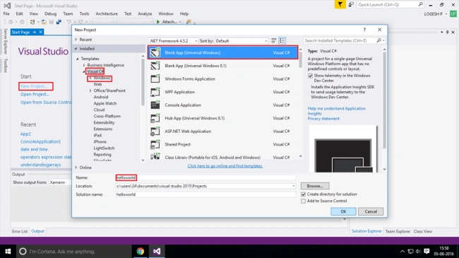 Blank Windows Universal App