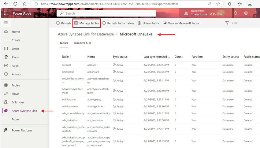 Manage Table