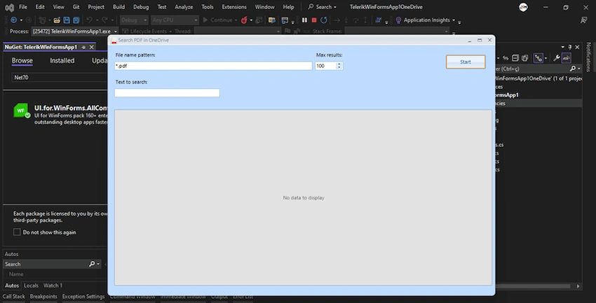 Search Text in PDF Files on OneDrive Using Telerik