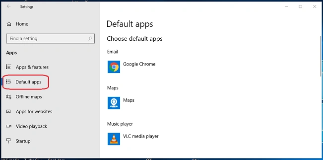 click on defallt app