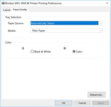 Printer Black and White Color