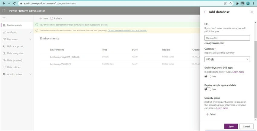Database window