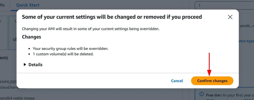 Confirm changes