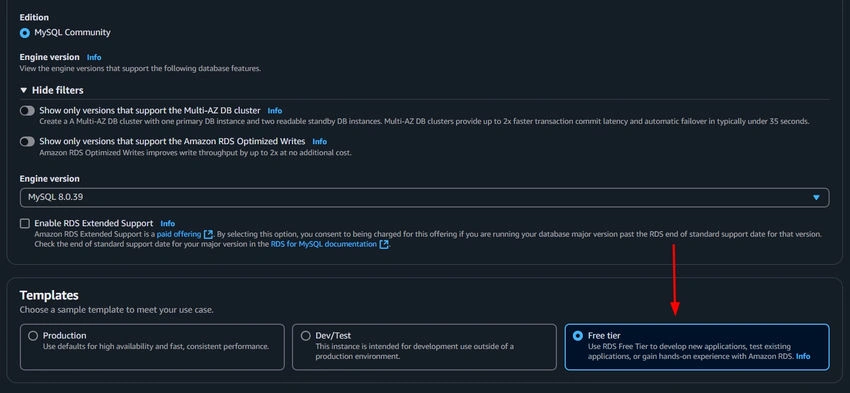 Select Free Tier
