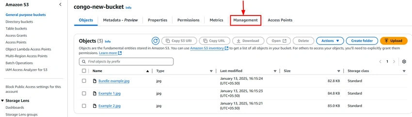 Click management tab