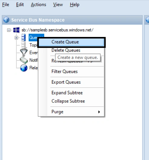 Service Bus Explorer 3: Create Queue