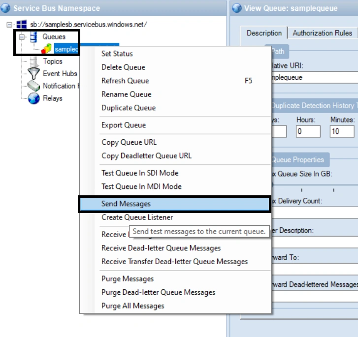 Service Bus Explorer 5: Send Messages