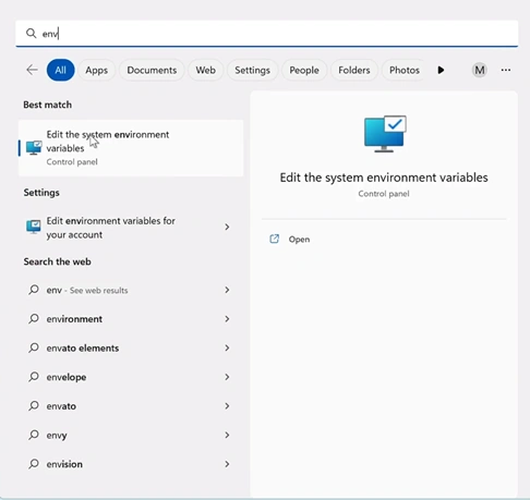 Edit the system environment variables path