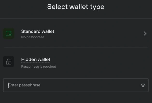 select wallet type