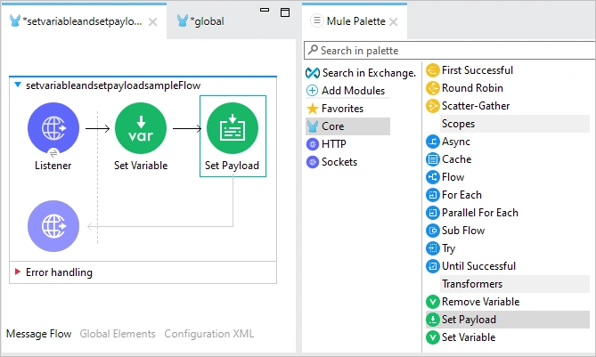 Set Variable and Payload in MuleSoft