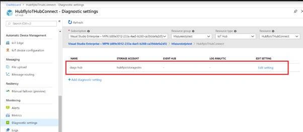 How To Setup Diagnostic Logs With An IoT Hub