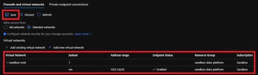 How to setup Virtual network integration on Azure Data Lake Storage