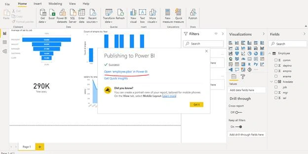 Publishing to Power BI