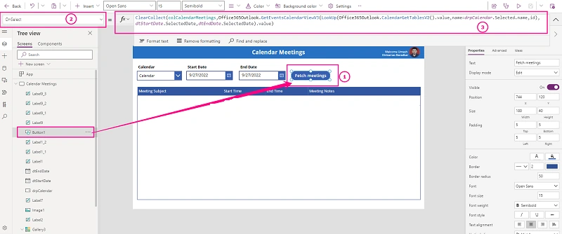 How To Show Logged-In User Meetings In The PowerApps Grid?