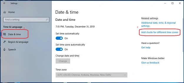 click on add multiple time zones