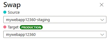 Azure portal Swap panel