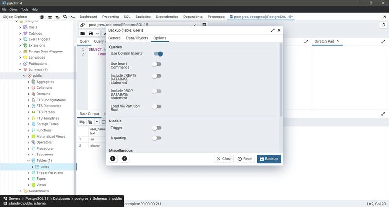 take Backup and Restore a table in PostgreSQL