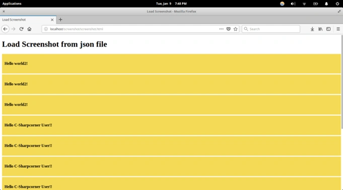 Screenshot of Web Application