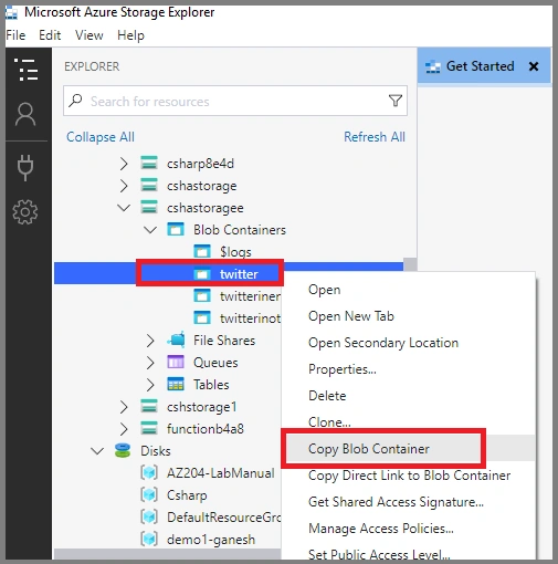 How to transfer Azure Storage blobs between the containers