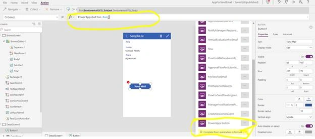How To Trigger Flow's Email On Button Click In PowerApps
