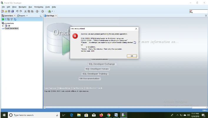 ORACLE initialization
