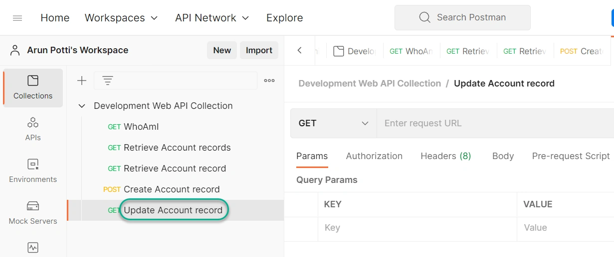 Update The Table Row Values In A Dataverse Environment From Postman
