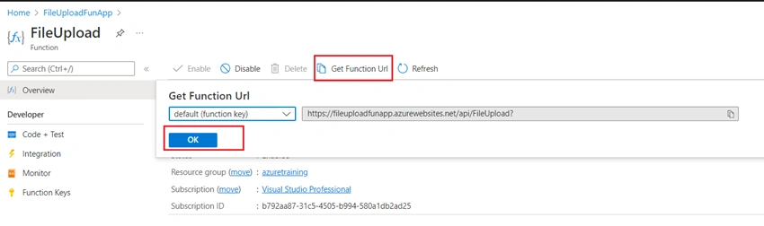 How to upload files into Azure Blog Storage using Azure functions in C#