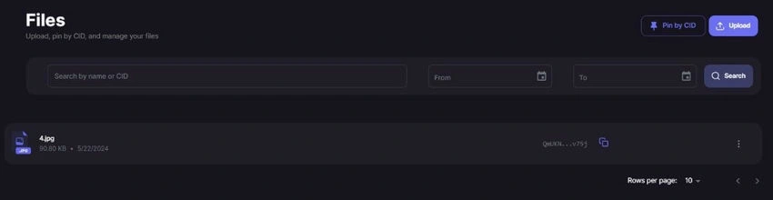 Upload button