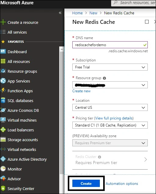 Microsoft Azure Create-