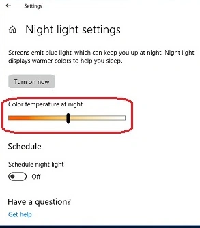 Color temperature at night-