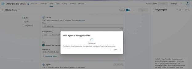 Agent being published