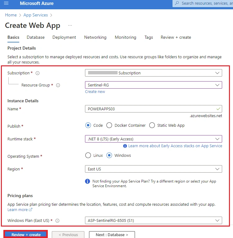 Create web app
