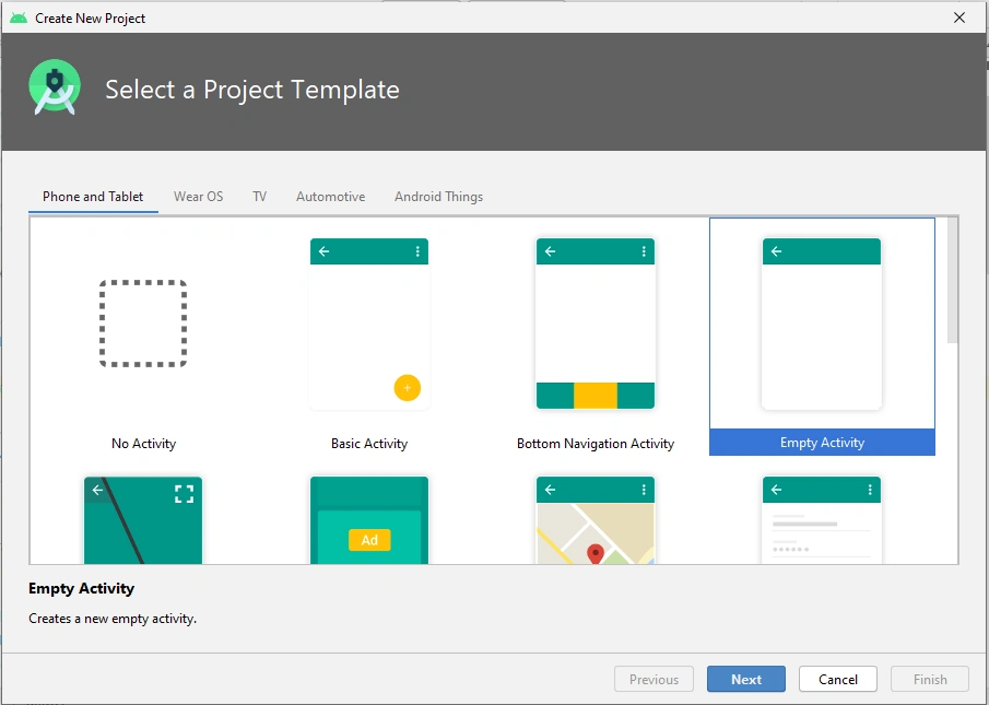 Android Studio new Project