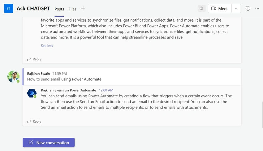 use Microsoft Teams channel as a ChatGPT
