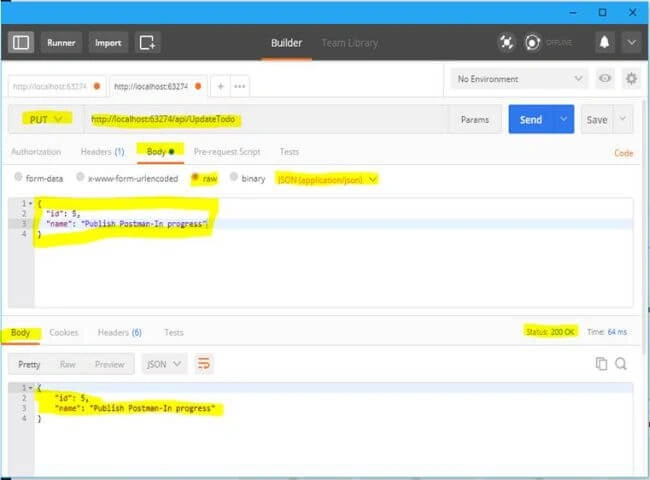Testing PUT with Postman